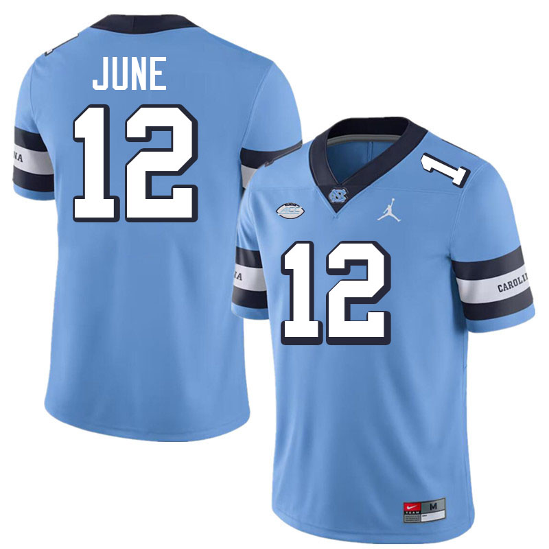 #12 Demon June North Carolina Tar Heels Jerseys,Apparels,Uniforms Stitched-Throwback Blue